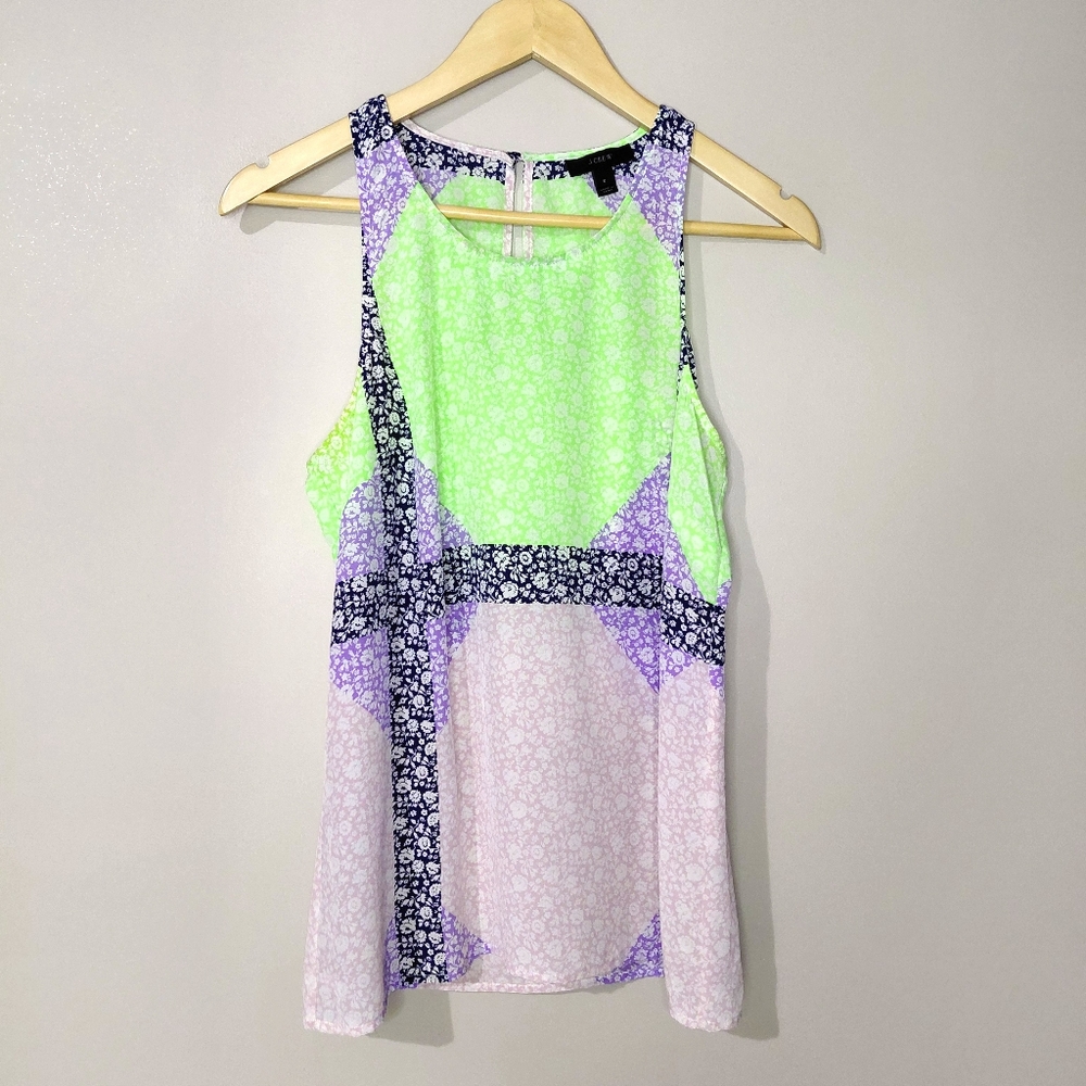 🦋3/$20 J. Crew Small Size 6 Lime Purple Floral Tank Top